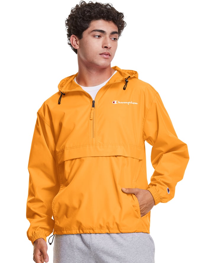 Champion Mens Jackets NZ - Packable Script Logo Yellow ( 9452-XLBRM )